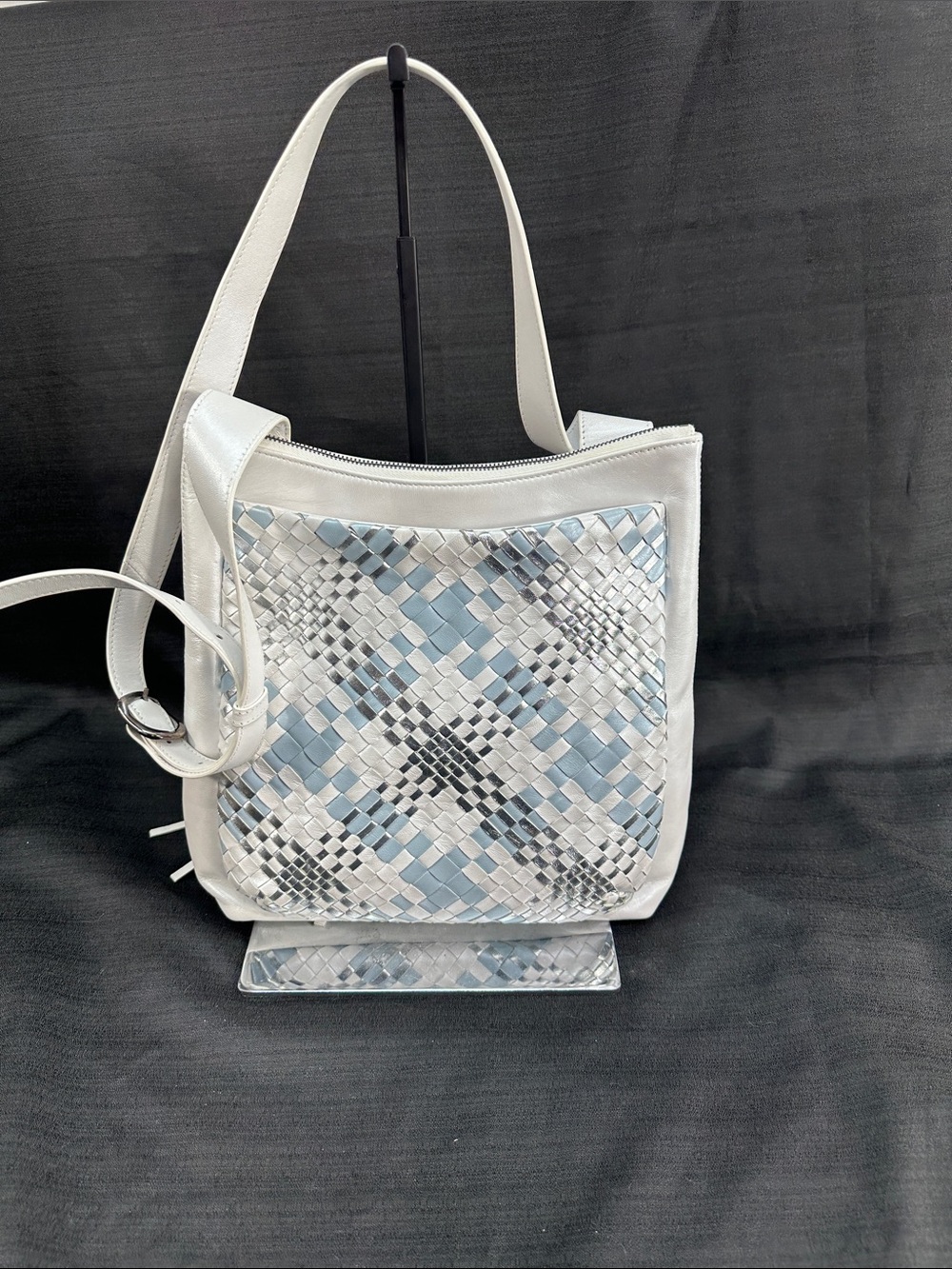 Jennifer Tattanelli Florence Leather Weave Crossbody Shoulder Bag/Purse Tassel